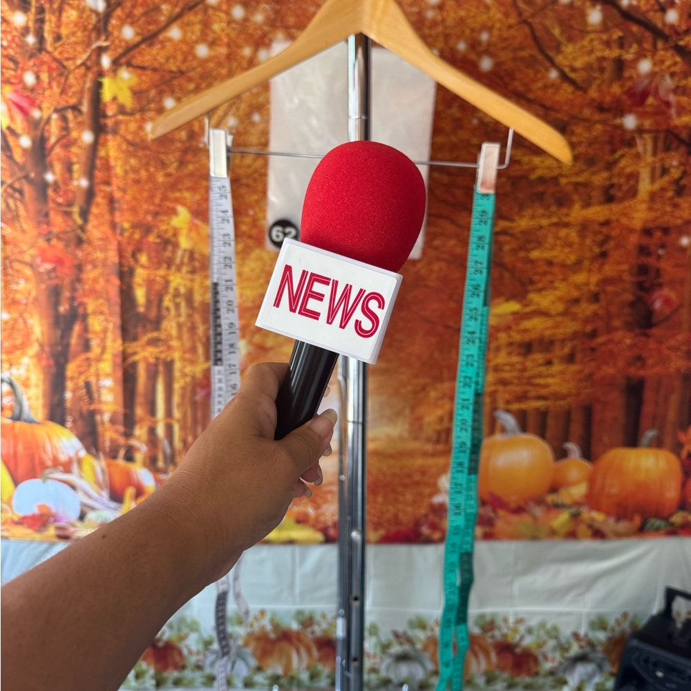 Red and Black News Microphone Prop